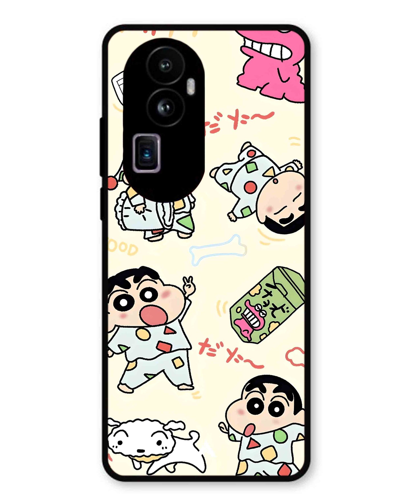 Shinchan Collage Metal Back Cover Phone Case for Oppo Reno 10 Pro Plus