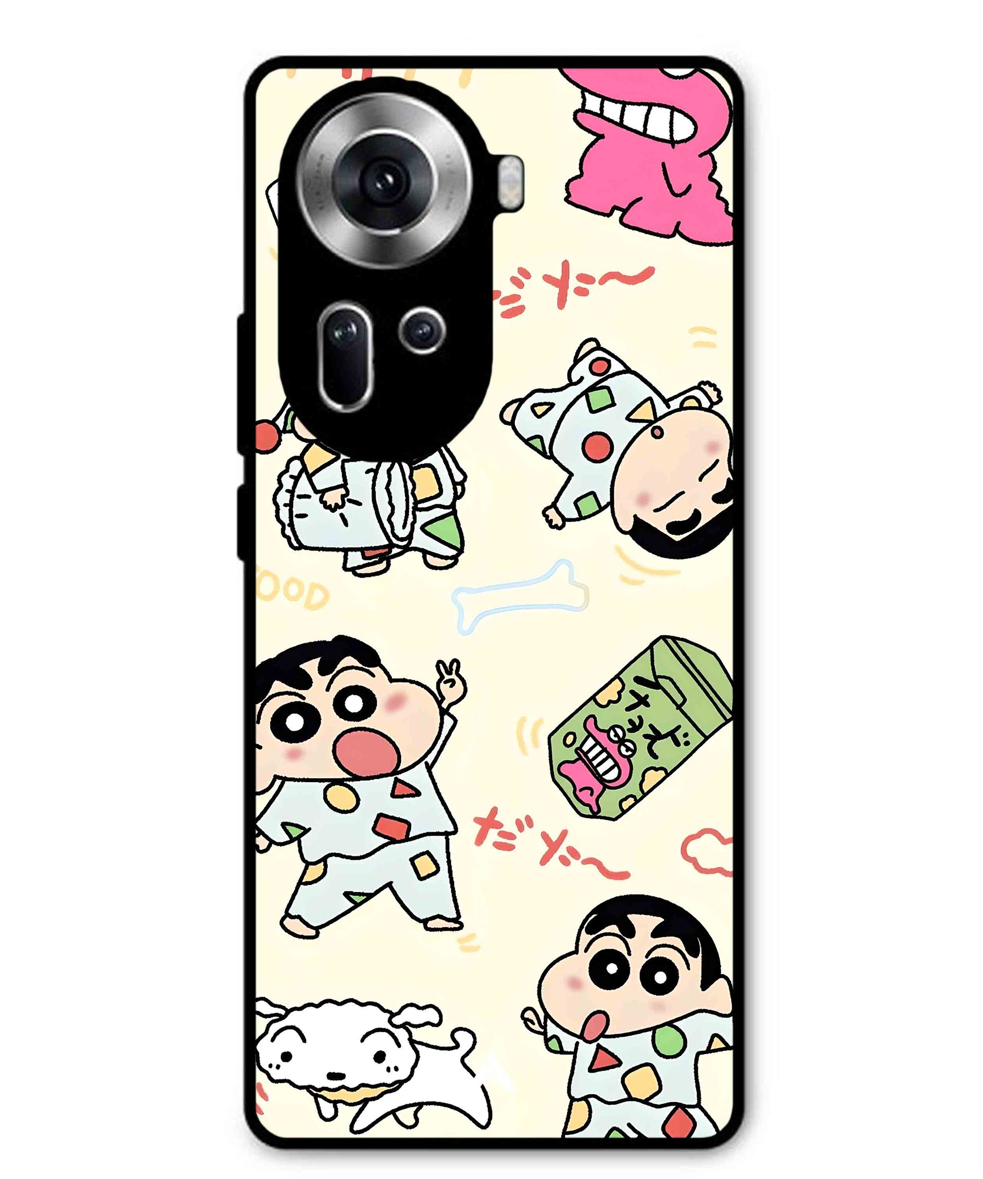 Shinchan Collage Metal Back Cover Phone Case for Oppo Reno 11