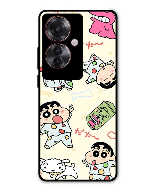Shinchan Collage Metal Back Cover Phone Case for Oppo Reno 11F