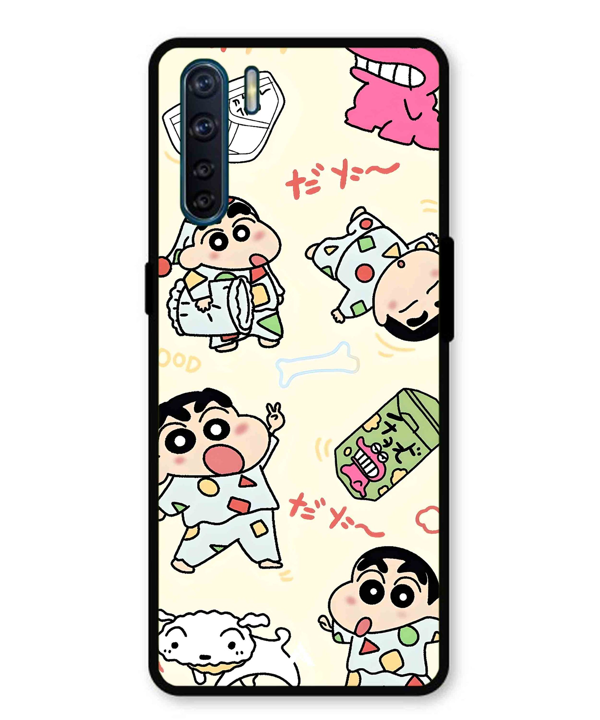 Shinchan Collage Metal Back Cover Phone Case for Oppo Reno 3