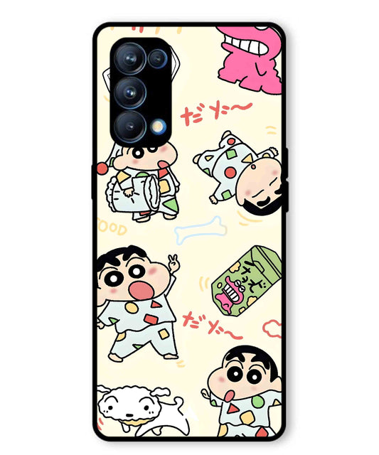 Shinchan Collage Metal Back Cover Phone Case for Oppo Reno 5 Pro