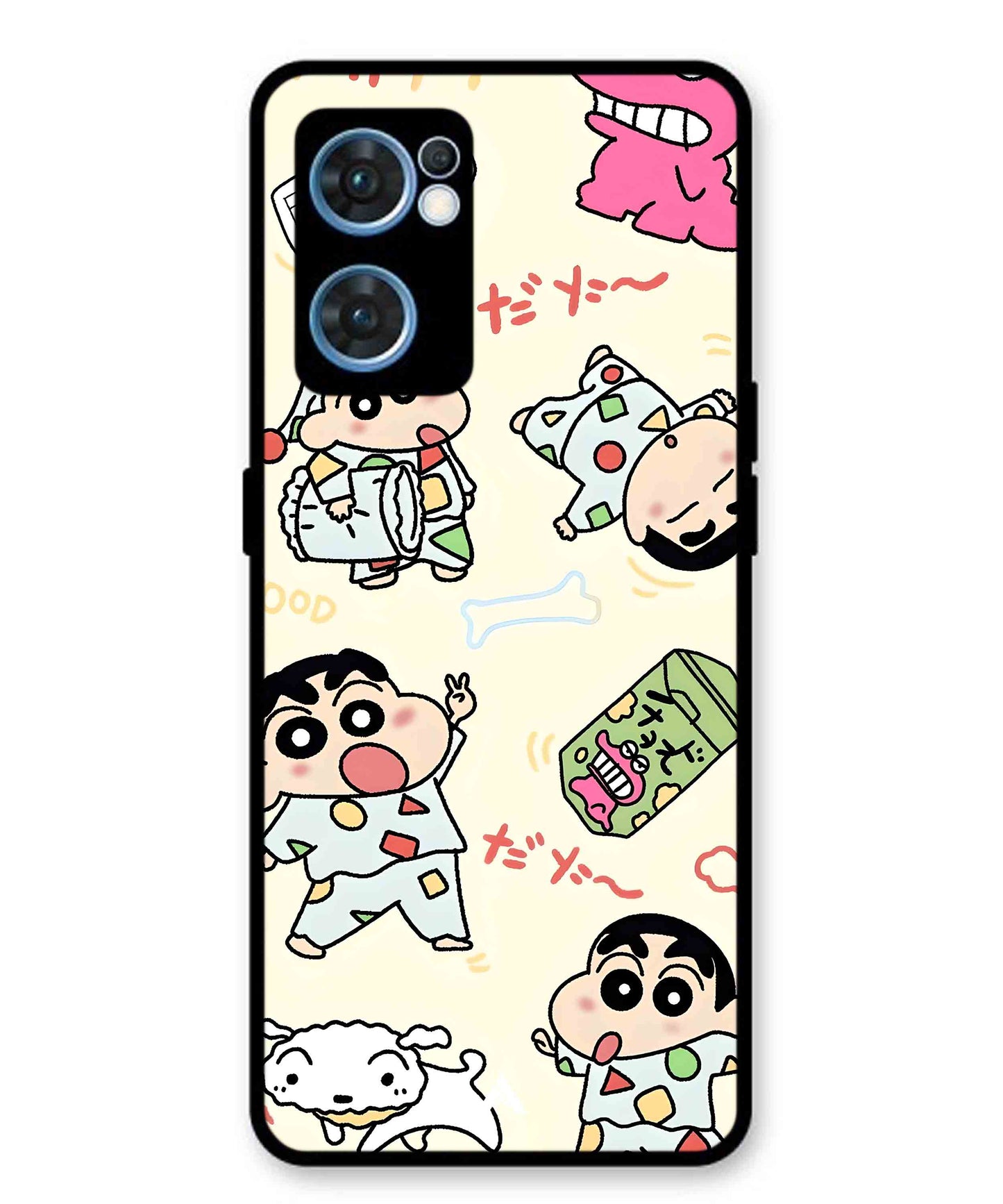 Shinchan Collage Metal Back Cover Phone Case for Oppo Reno 7 4G