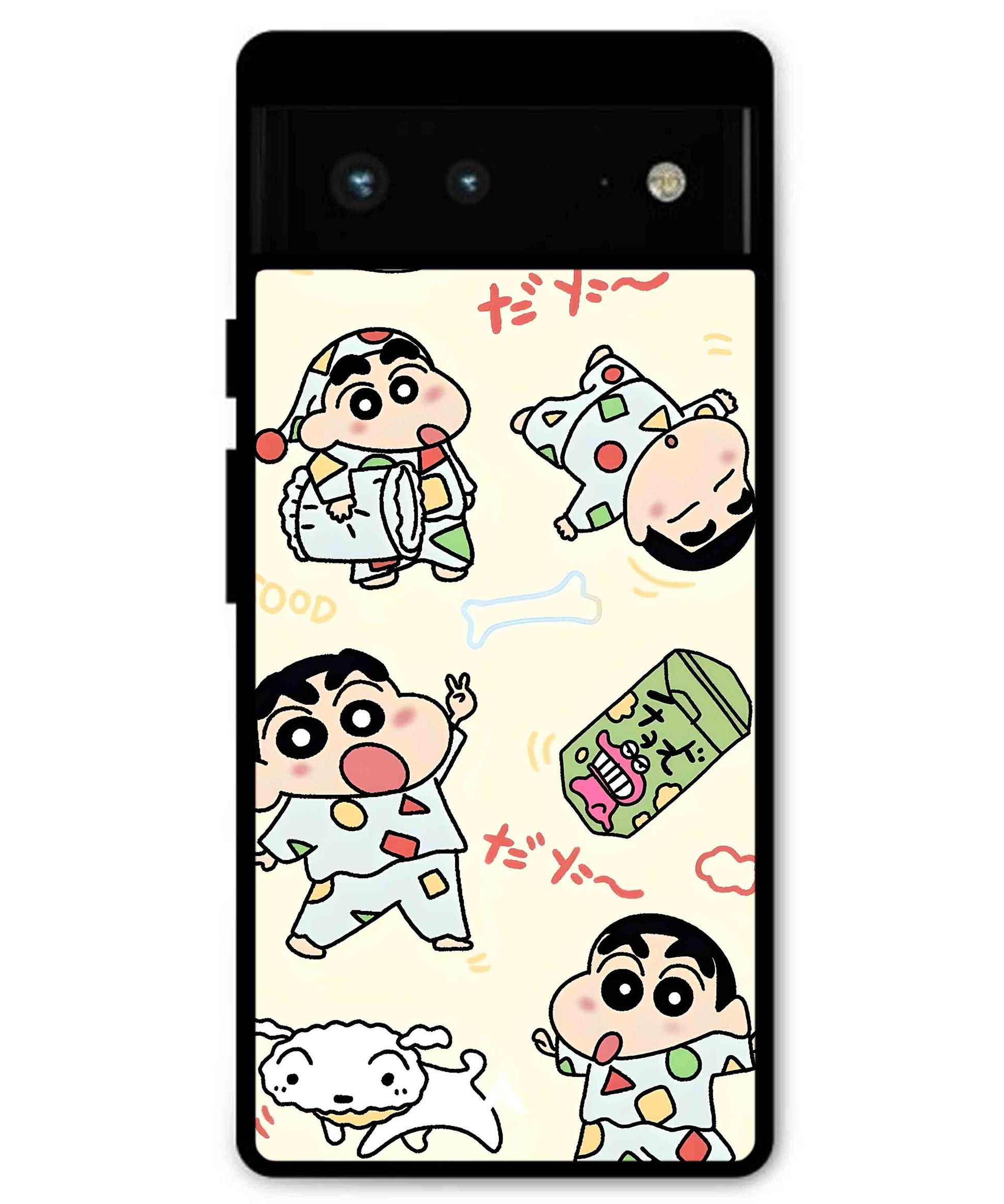 Shinchan Collage Metal Back Cover Phone Case for Pixel 7