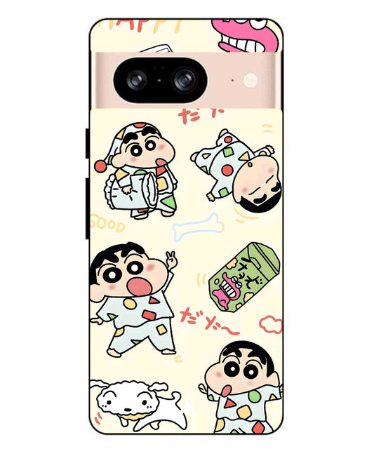 Shinchan Collage Metal Back Cover Phone Case for Pixel 8