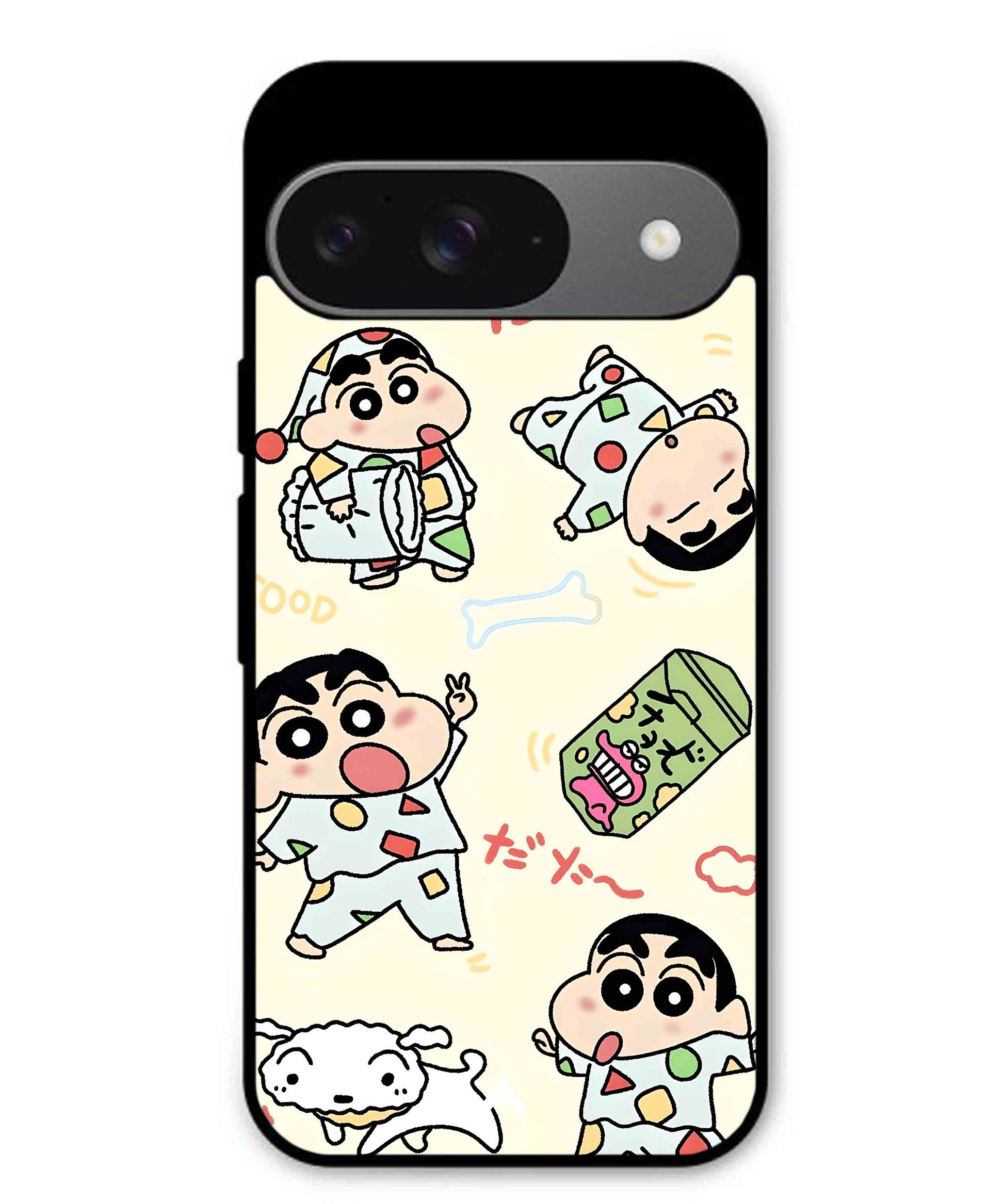 Shinchan Collage Metal Back Cover Phone Case for Pixel 9