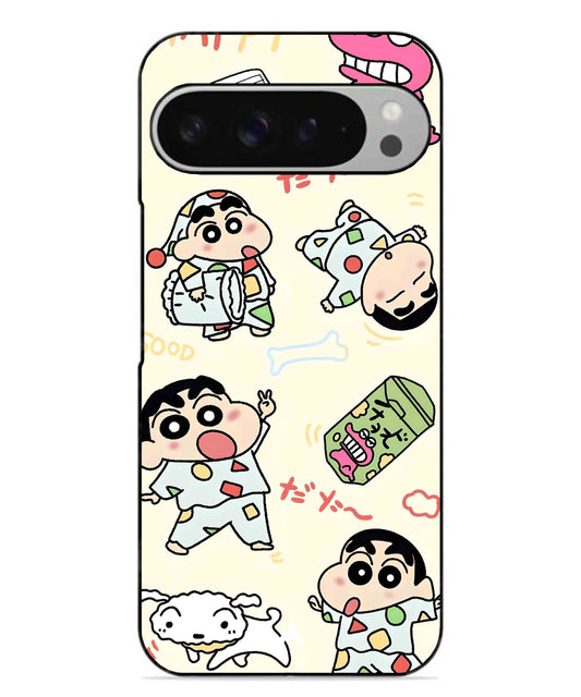 Shinchan Collage Metal Back Cover Phone Case for Pixel 9 Pro