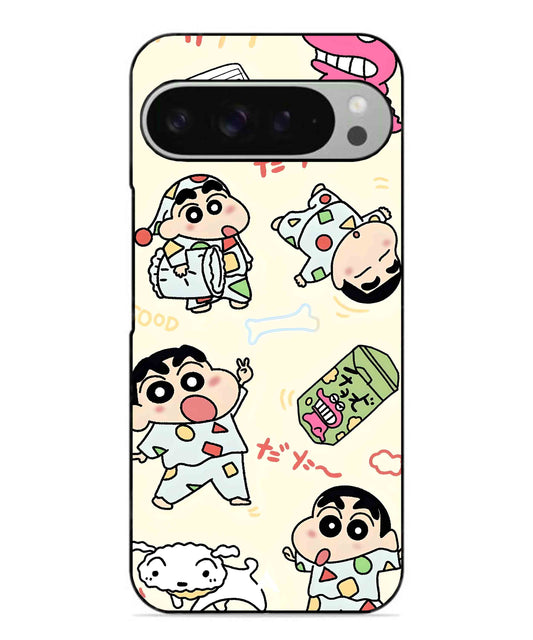 Shinchan Collage Metal Back Cover Phone Case for Pixel 9 Pro XL