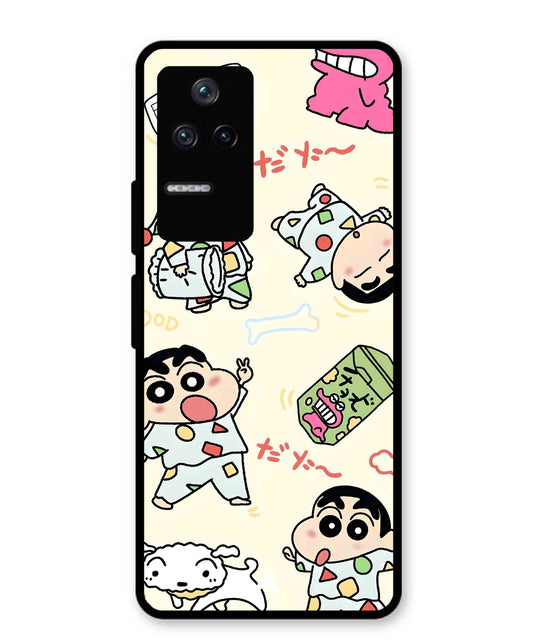 Shinchan Collage Metal Back Cover Phone Case for Poco F4