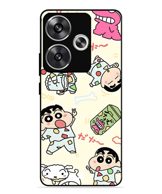 Shinchan Collage Metal Back Cover Phone Case for Poco F6