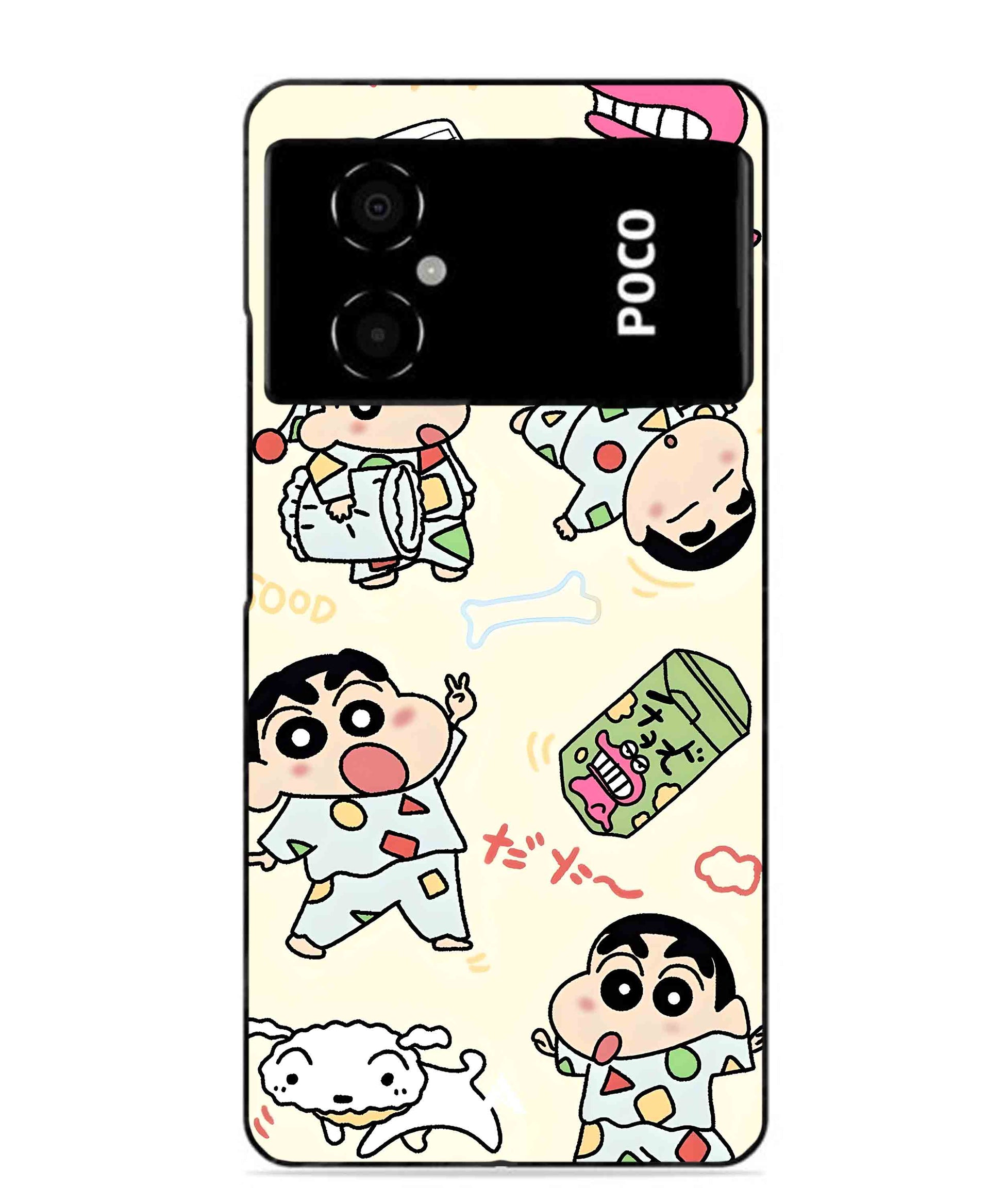 Shinchan Collage Metal Back Cover Phone Case for Poco M4 5G