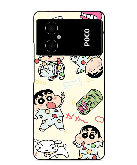 Shinchan Collage Metal Back Cover Phone Case for Poco M4 5G
