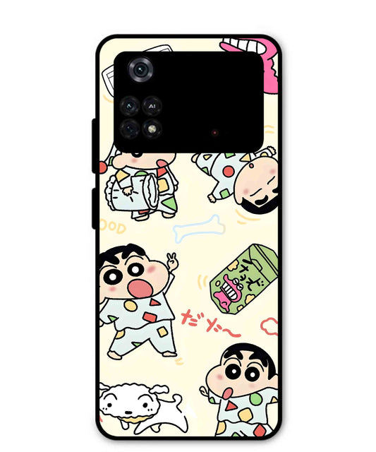 Shinchan Collage Metal Back Cover Phone Case for Poco M4 Pro 4G