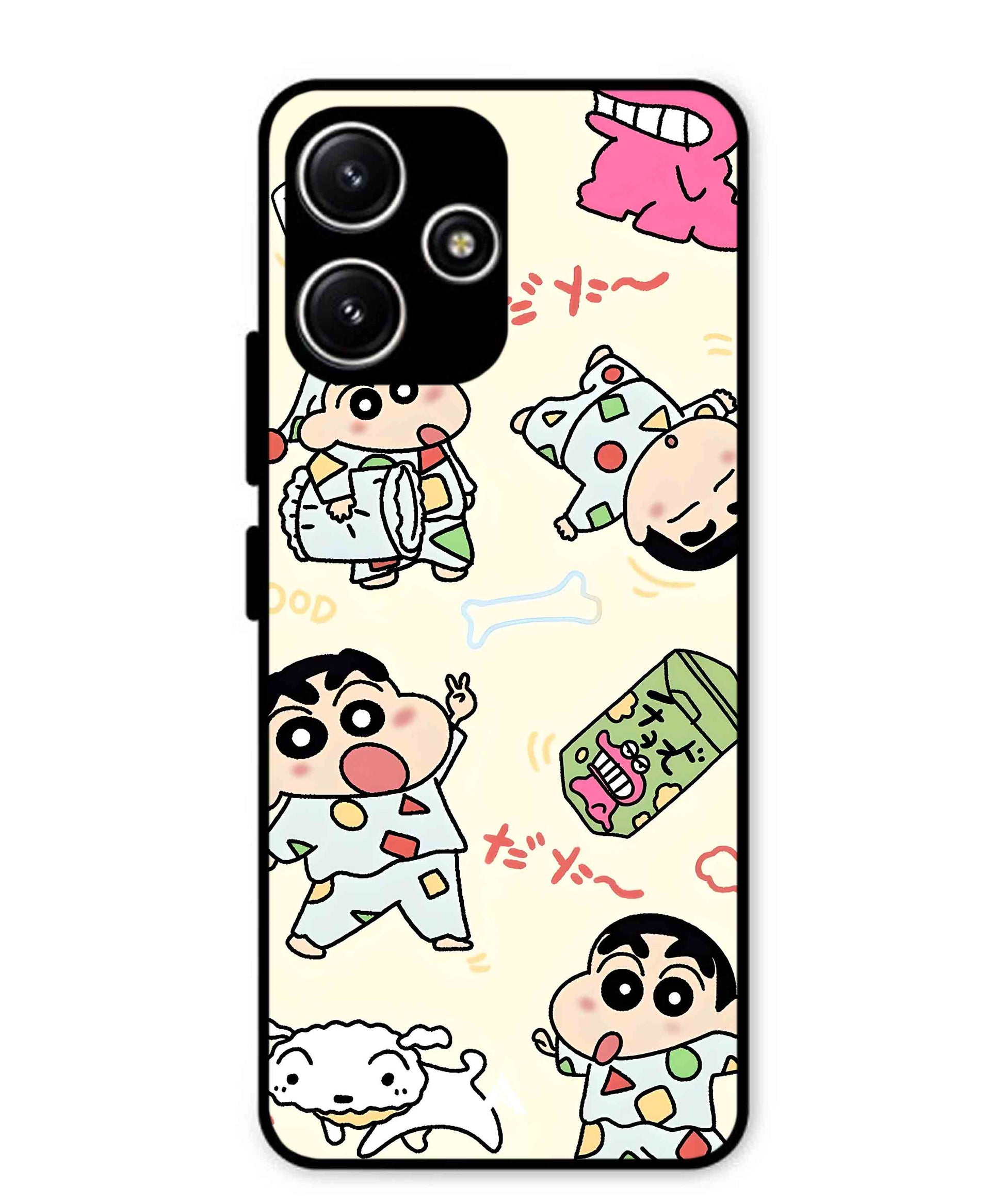 Shinchan Collage Metal Back Cover Phone Case for Poco M6 Pro