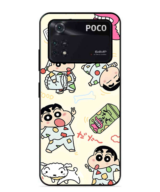 Shinchan Collage Metal Back Cover Phone Case for Poco X4 Pro
