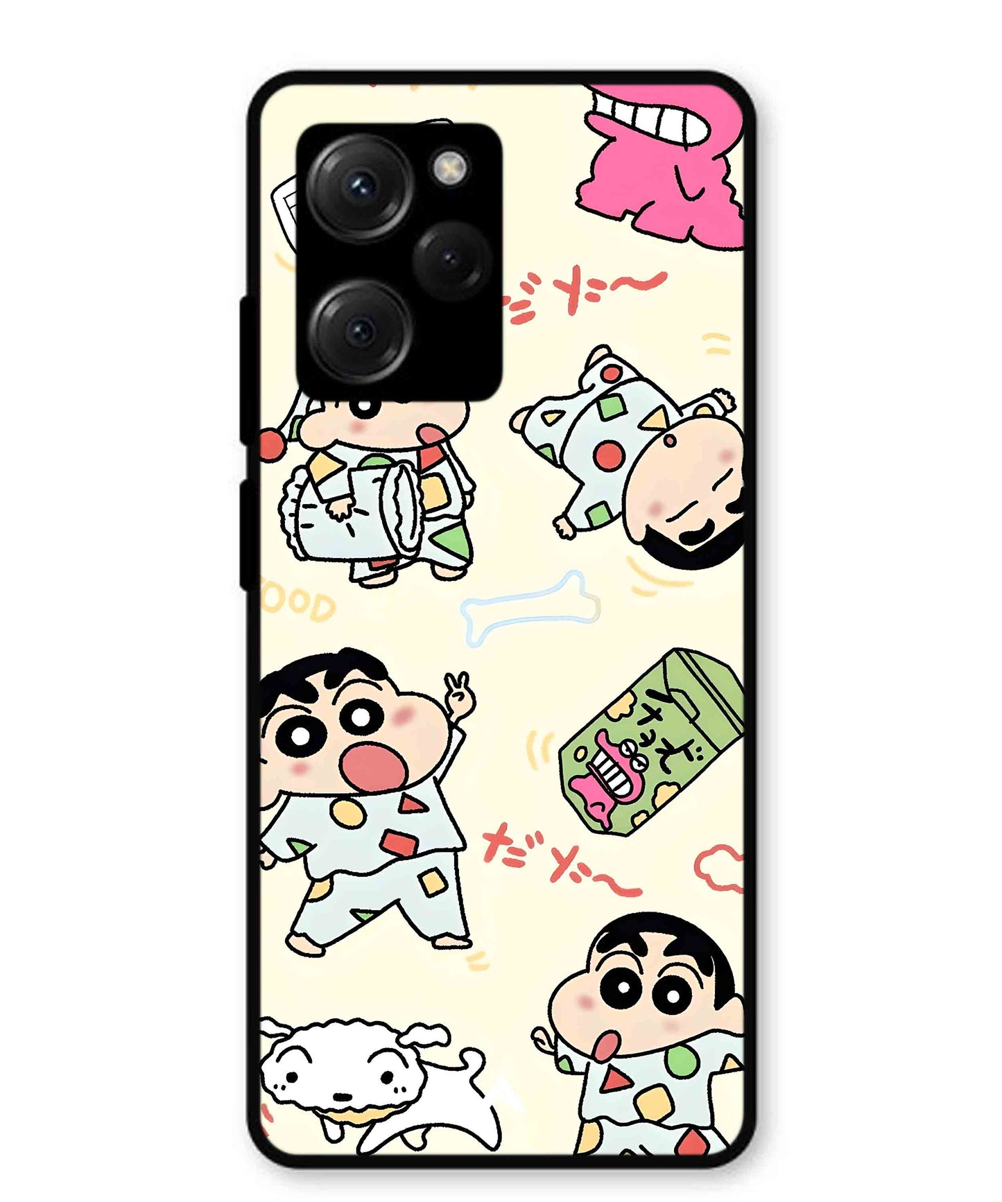 Shinchan Collage Metal Back Cover Phone Case for Poco X5 Pro