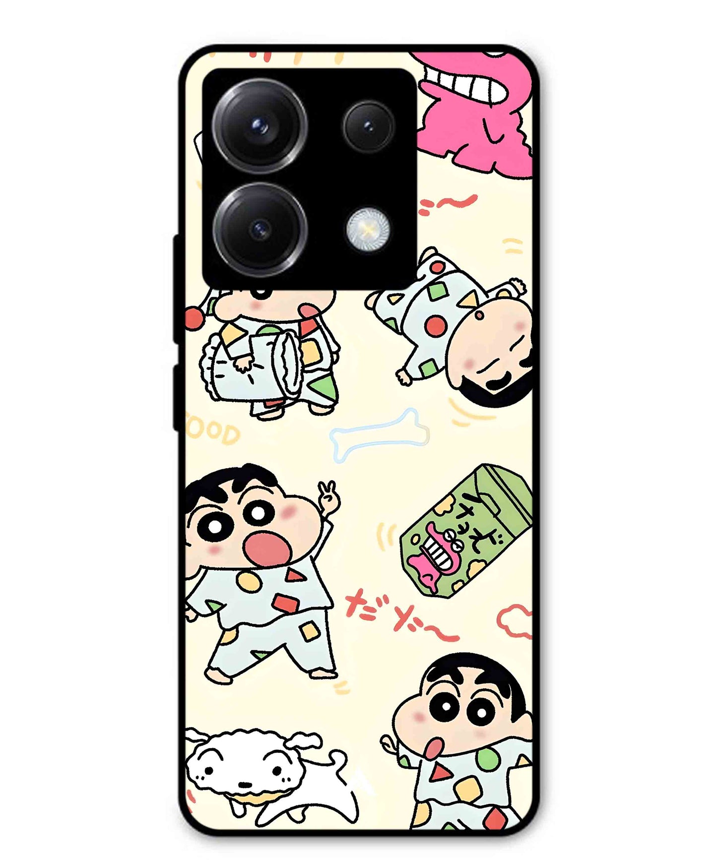 Shinchan Collage Metal Back Cover Phone Case for Poco X6
