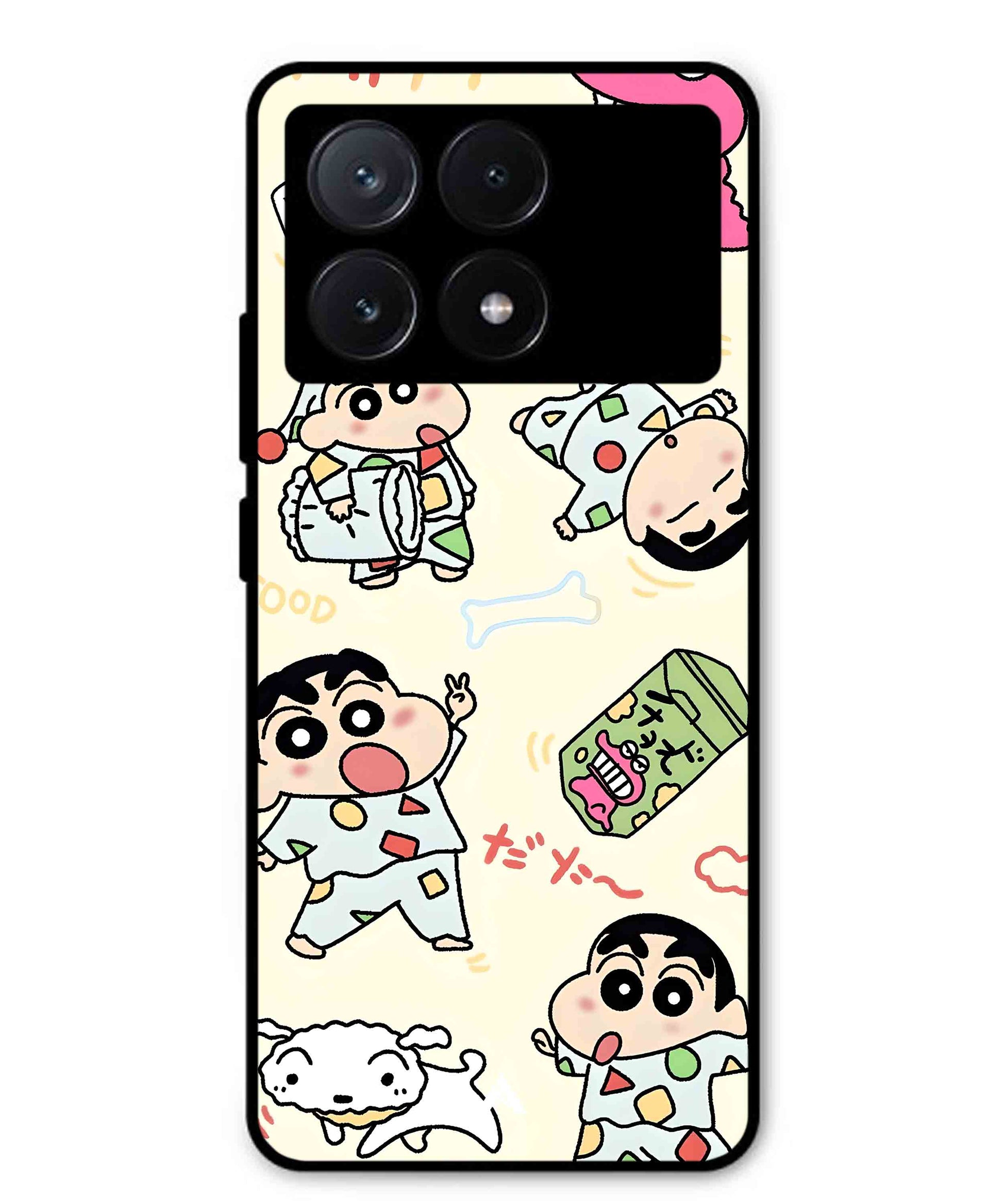 Shinchan Collage Metal Back Cover Phone Case for Poco X6 Pro