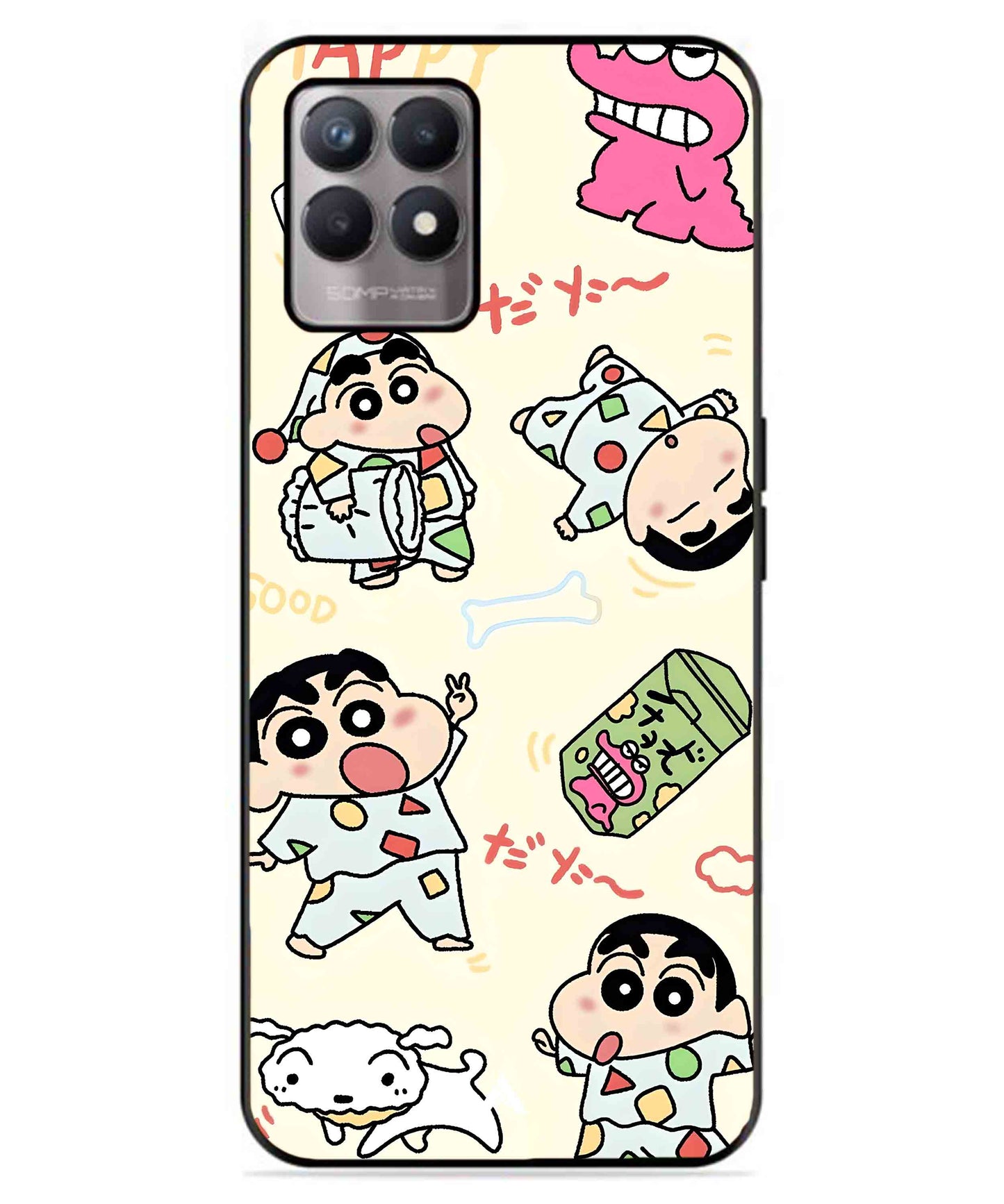 Shinchan Collage Metal Back Cover Phone Case for Realme 8i