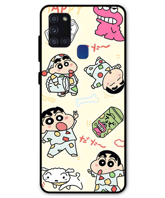 Shinchan Collage Metal Back Cover Phone Case for Samsung Galaxy A21s