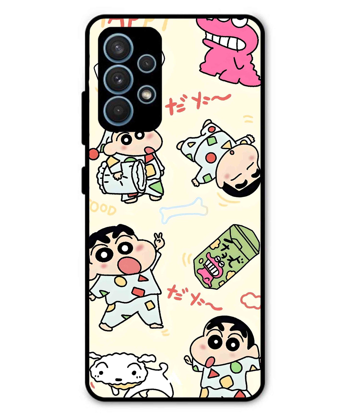Shinchan Collage Metal Back Cover Phone Case for Samsung Galaxy A32 4G