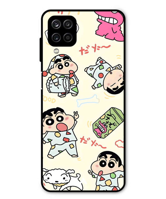 Shinchan Collage Metal Back Cover Phone Case for Samsung Galaxy F12
