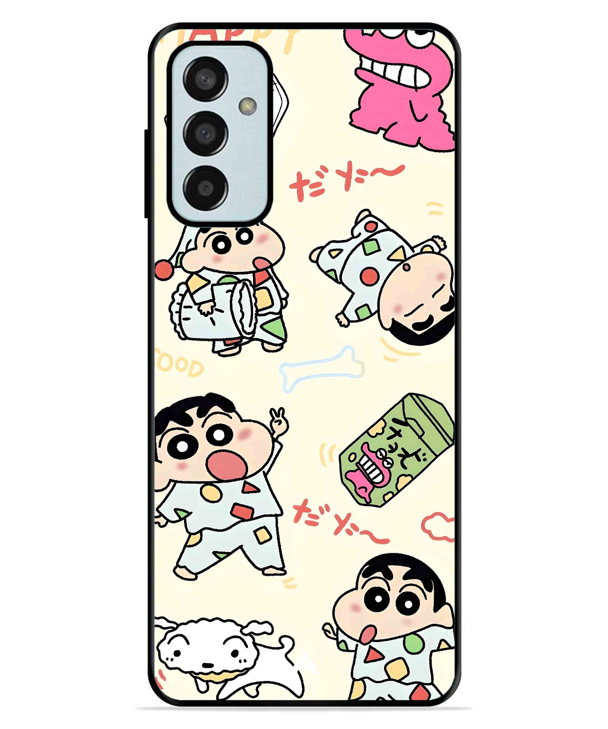 Shinchan Collage Metal Back Cover Phone Case for Samsung Galaxy F13 4G