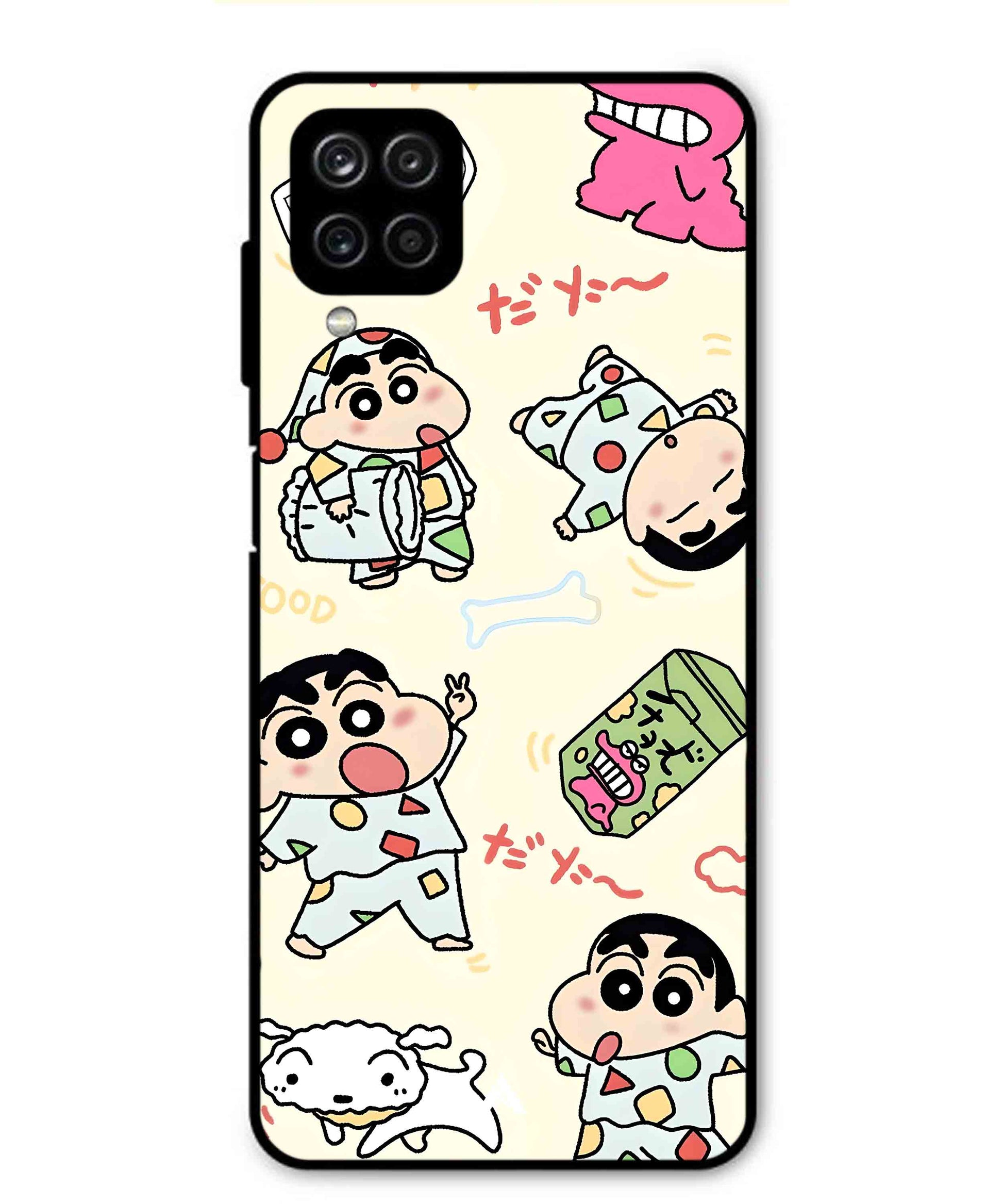 Shinchan Collage Metal Back Cover Phone Case for Samsung Galaxy M12