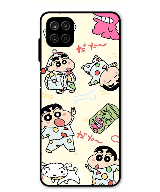 Shinchan Collage Metal Back Cover Phone Case for Samsung Galaxy M12