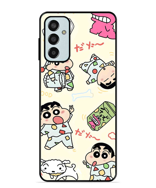 Shinchan Collage Metal Back Cover Phone Case for Samsung Galaxy M13 4G