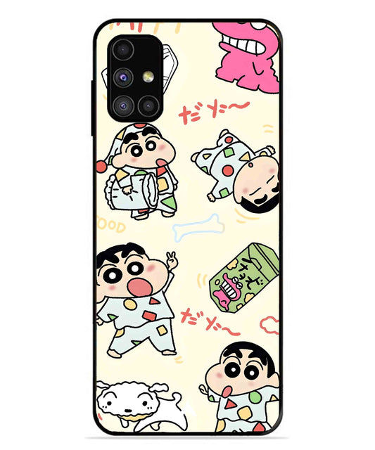 Shinchan Collage Metal Back Cover Phone Case for Samsung Galaxy M31s