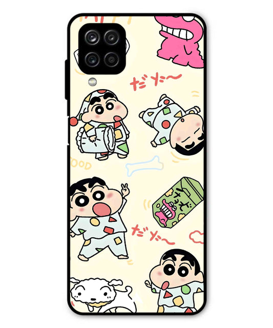 Shinchan Collage Metal Back Cover Phone Case for Samsung Galaxy M32 4G