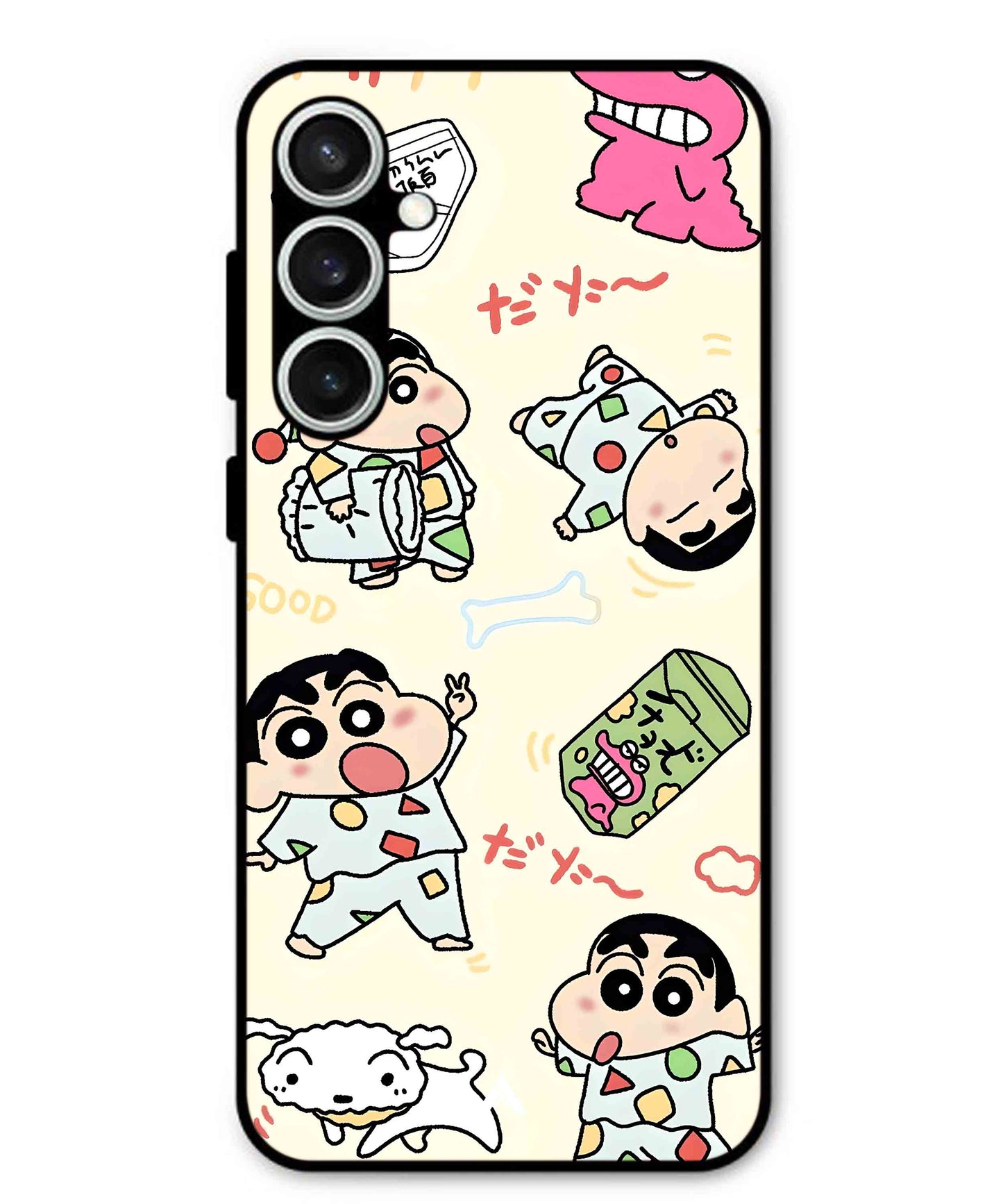 Shinchan Collage Metal Back Cover Phone Case for Samsung Galaxy S23 Fe