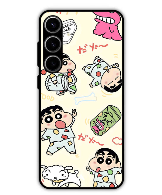 Shinchan Collage Metal Back Cover Phone Case for Samsung Galaxy S23 Plus