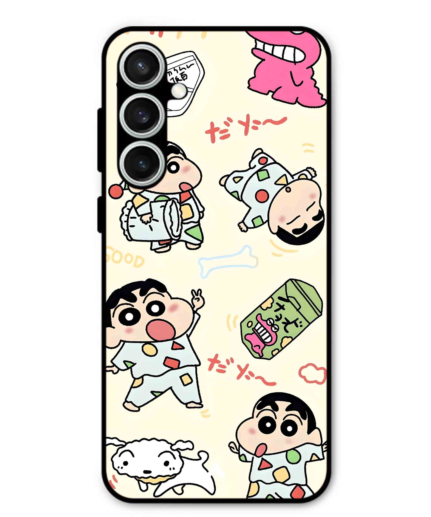 Shinchan Collage Metal Back Cover Phone Case for Samsung Galaxy S24 Fe