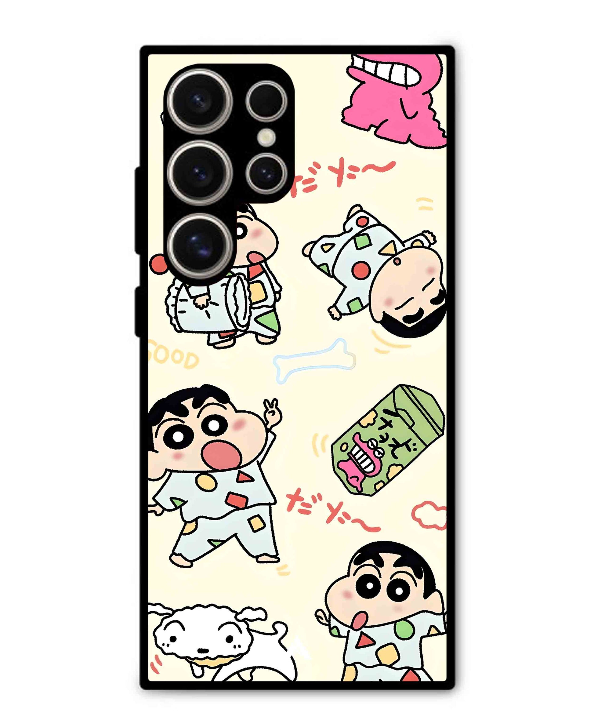 Shinchan Collage Metal Back Cover Phone Case for Samsung Galaxy S24 Ultra