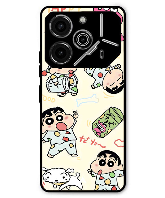 Shinchan Collage Metal Back Cover Phone Case for Tecno Pova 6 Pro