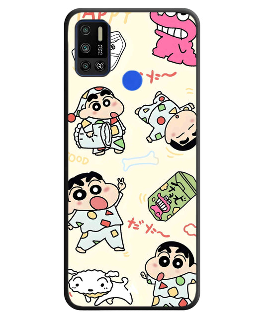 Shinchan Collage Metal Back Cover Phone Case for Tecno Spark 6 Air