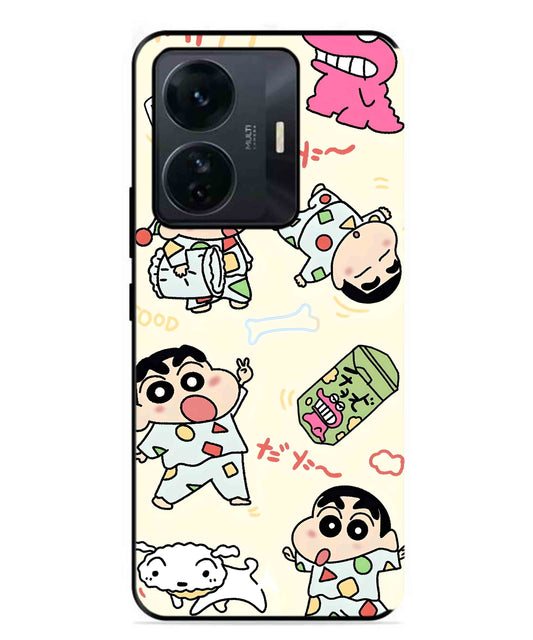Shinchan Collage Metal Back Cover Phone Case for Vivo T1 Pro