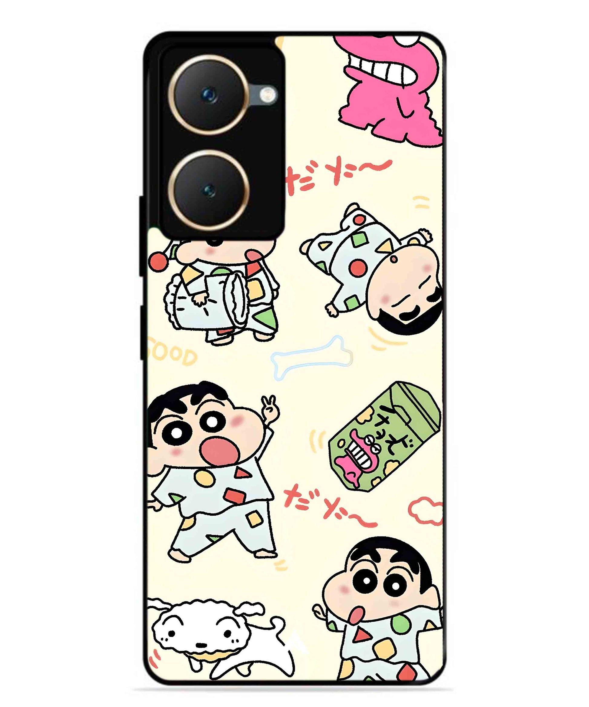 Shinchan Collage Metal Back Cover Phone Case for Vivo T3 Lite