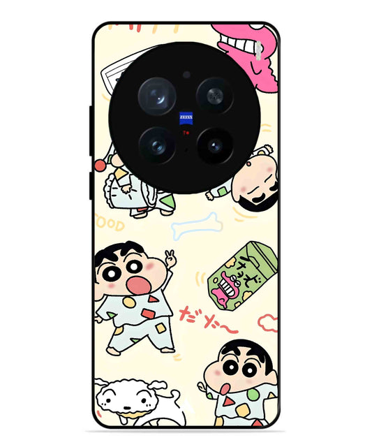 Shinchan Collage Metal Back Cover Phone Case for Vivo X200 Pro