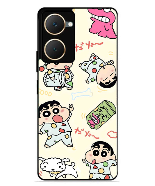 Shinchan Collage Metal Back Cover Phone Case for Vivo Y03 4G