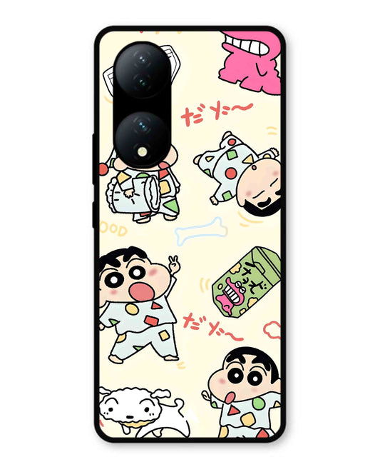 Shinchan Collage Metal Back Cover Phone Case for Vivo Y100a