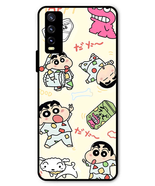 Shinchan Collage Metal Back Cover Phone Case for Vivo Y20a