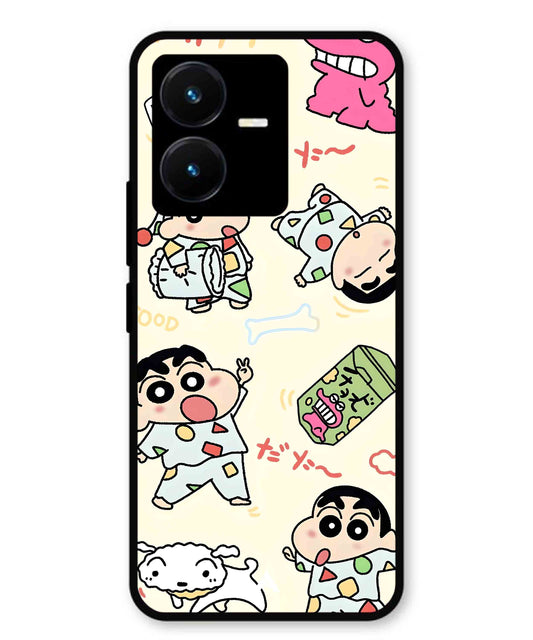 Shinchan Collage Metal Back Cover Phone Case for Vivo Y22