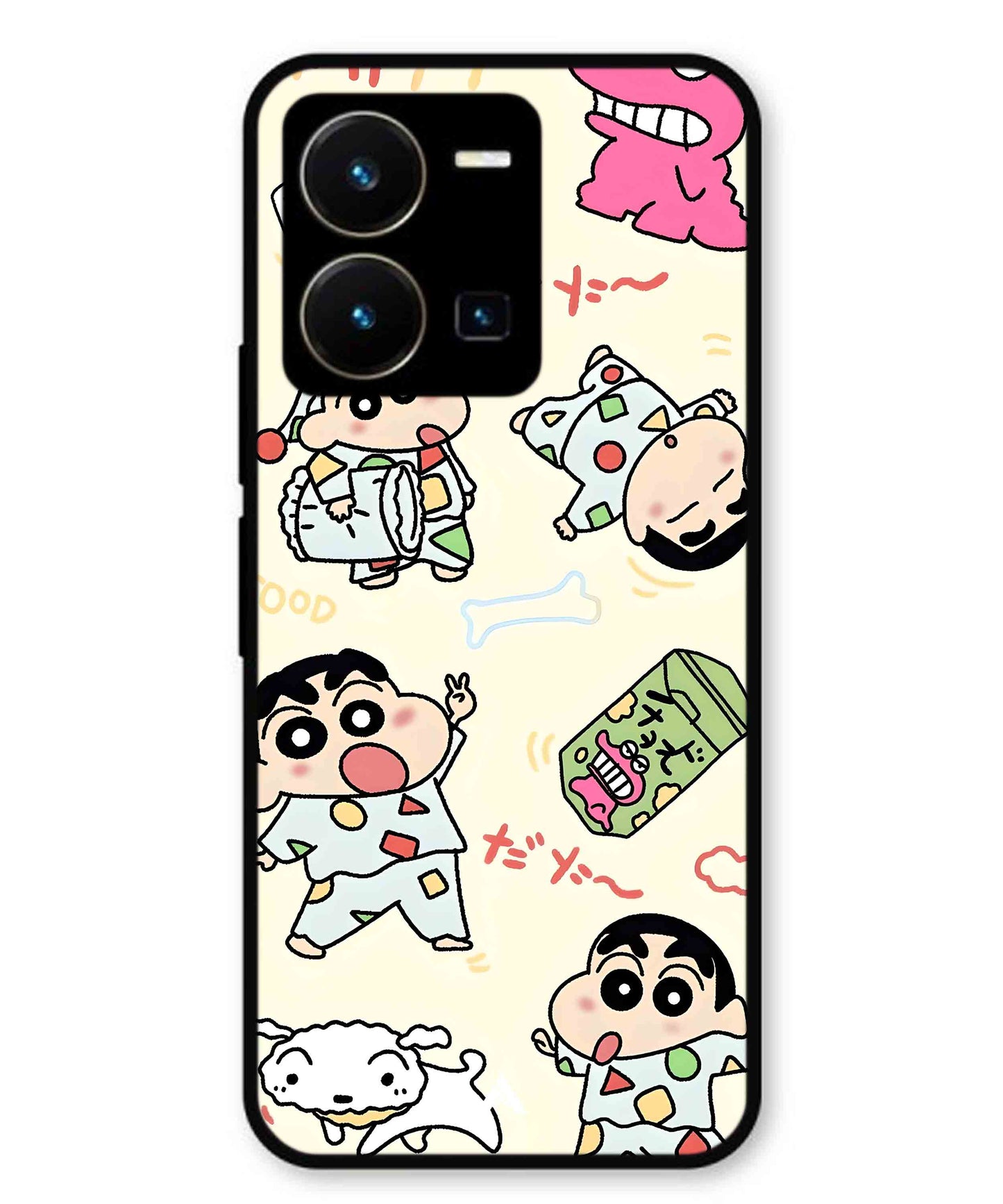Shinchan Collage Metal Back Cover Phone Case for Vivo Y35