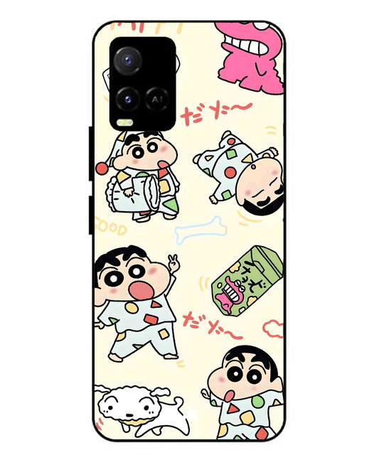 Shinchan Collage Metal Back Cover Phone Case for Vivo Y36