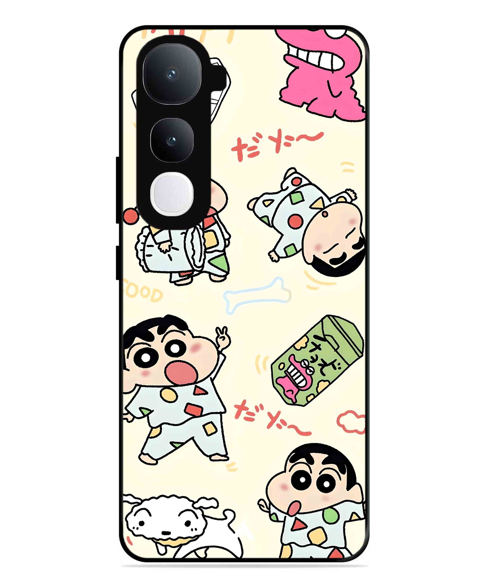 Shinchan Collage Metal Back Cover Phone Case for Vivo Y400