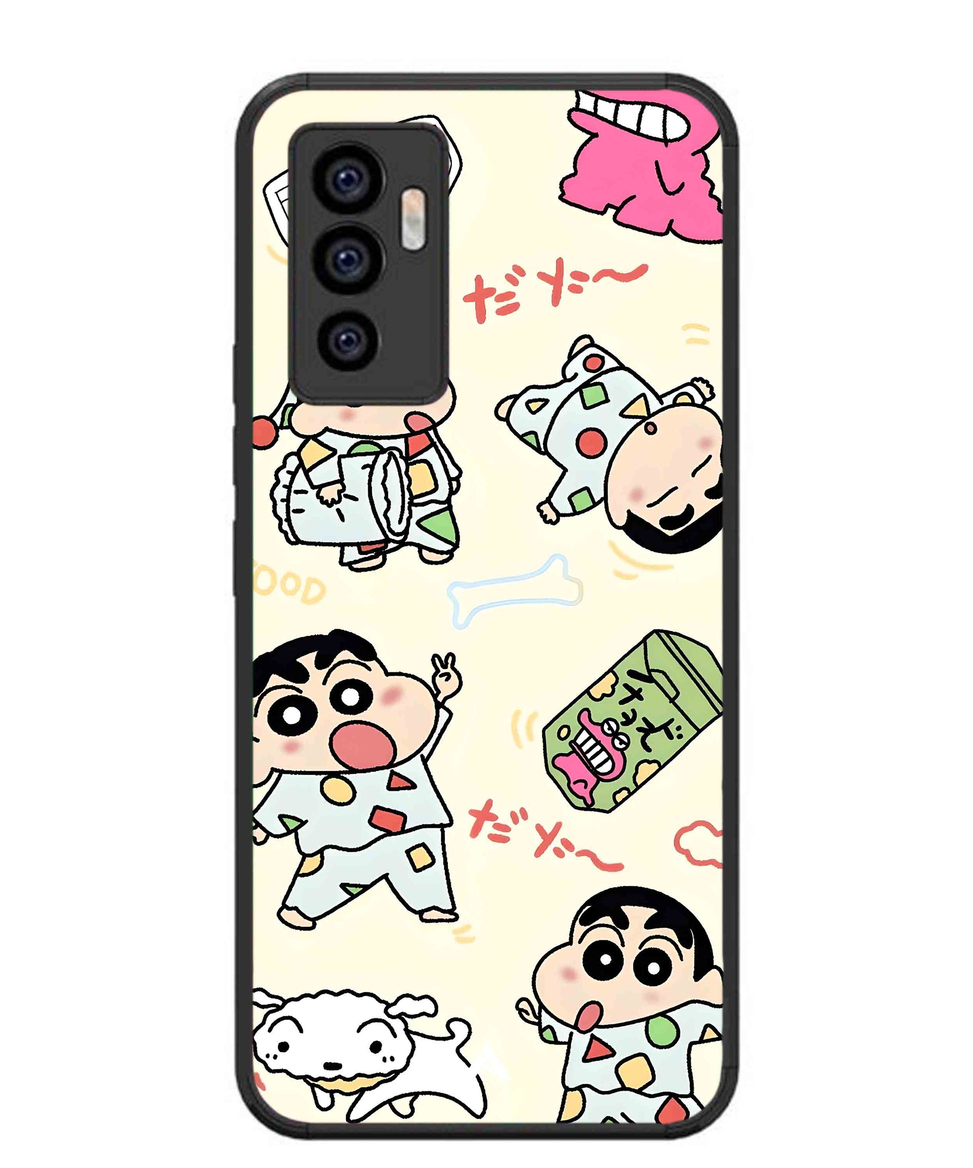 Shinchan Collage Metal Back Cover Phone Case for Vivo Y75 4G