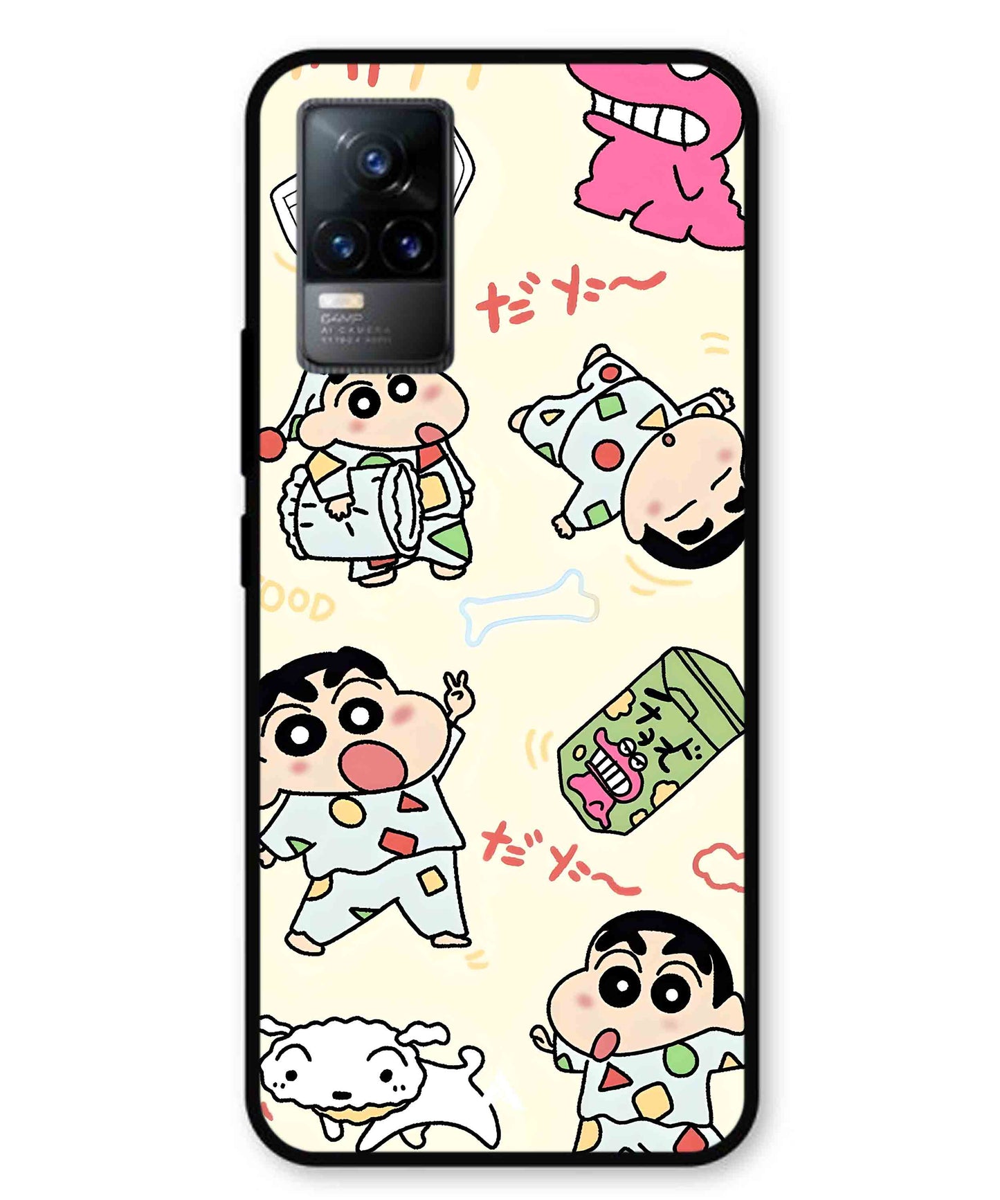 Shinchan Collage Metal Back Cover Phone Case for Vivo v21e 4G