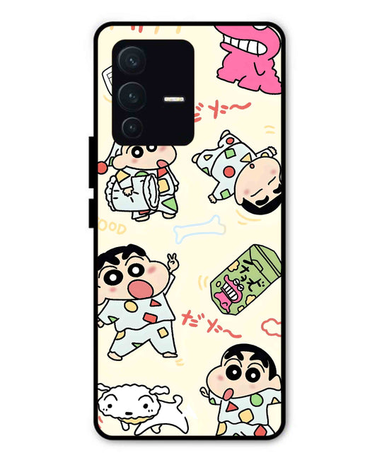 Shinchan Collage Metal Back Cover Phone Case for Vivo v23 Pro